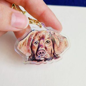 Nova Scotia Duck Tolling Retriever Keychain, Dog Watercolor Illustration